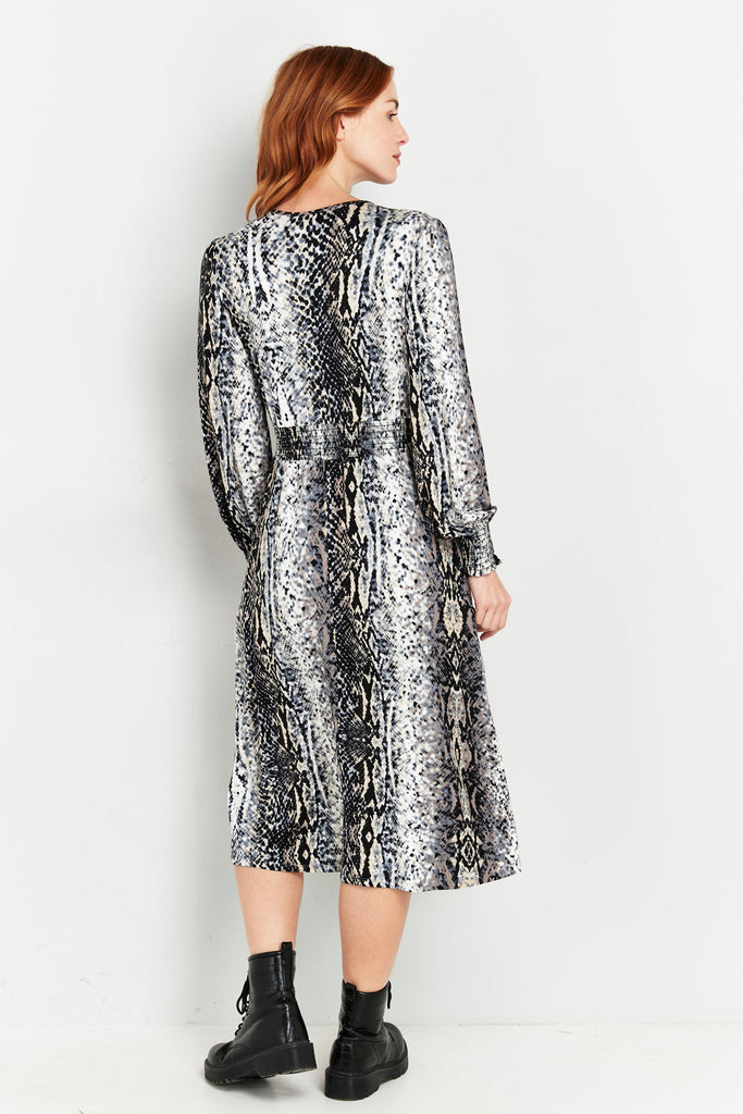 Famous Label Grey Snake Print Wrap Dress – Shush Fashion